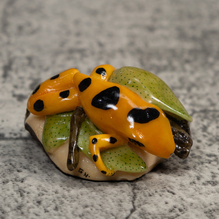 Gold Black And Green Poison Dart Frog Tagua Carving