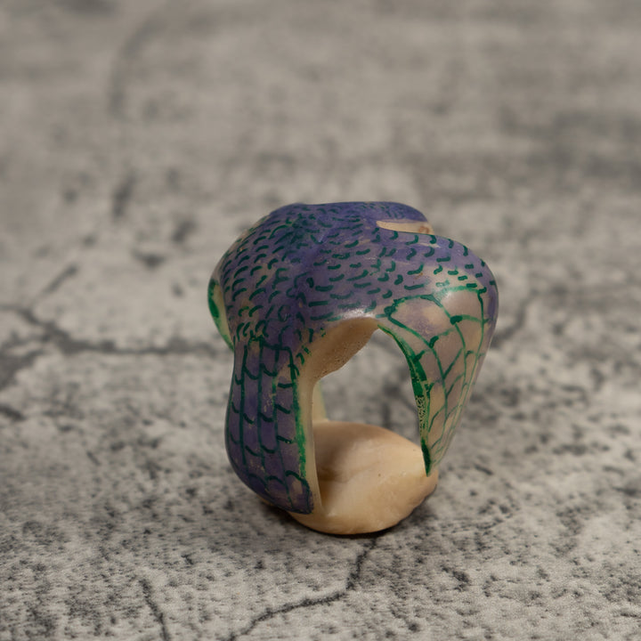 Vintage Blue And Green Hummingbird Tagua Carving