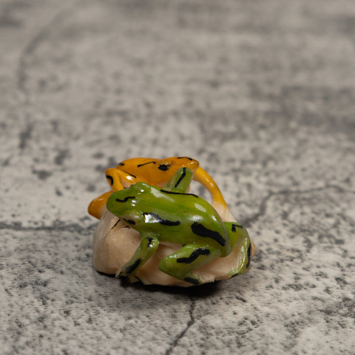 Gold And Green Double Poison Dart Frog Tagua Carving