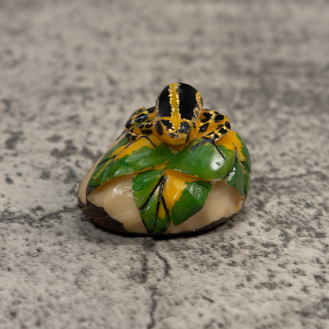 Gold And Black Poison Dart Frog Tagua Carving
