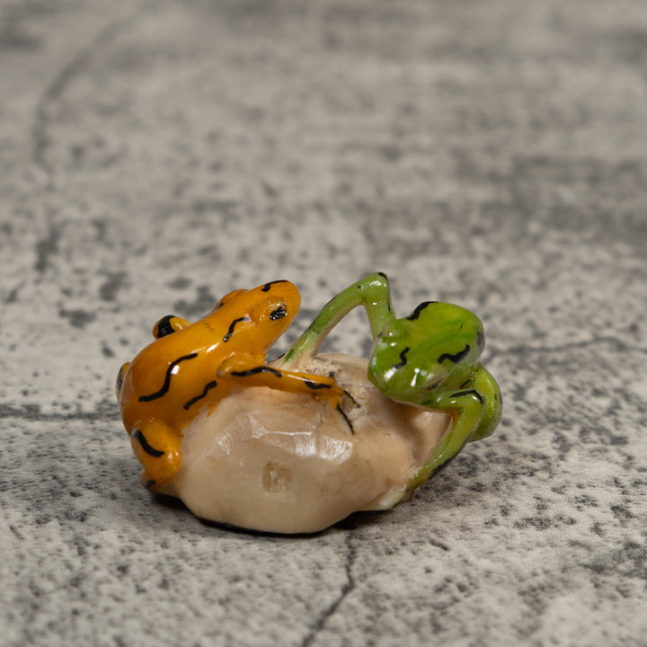 Gold And Green Double Poison Dart Frog Tagua Carving