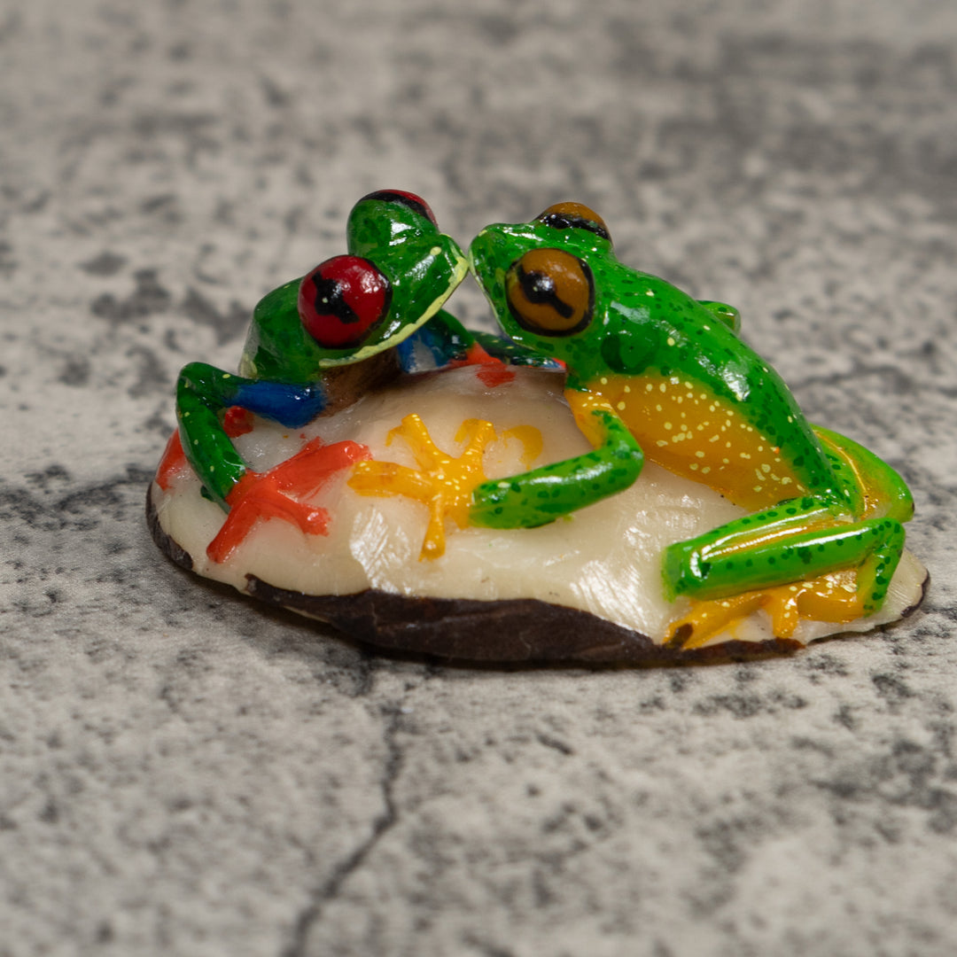 Double Red-Eyed Tree Frog Tagua Carving