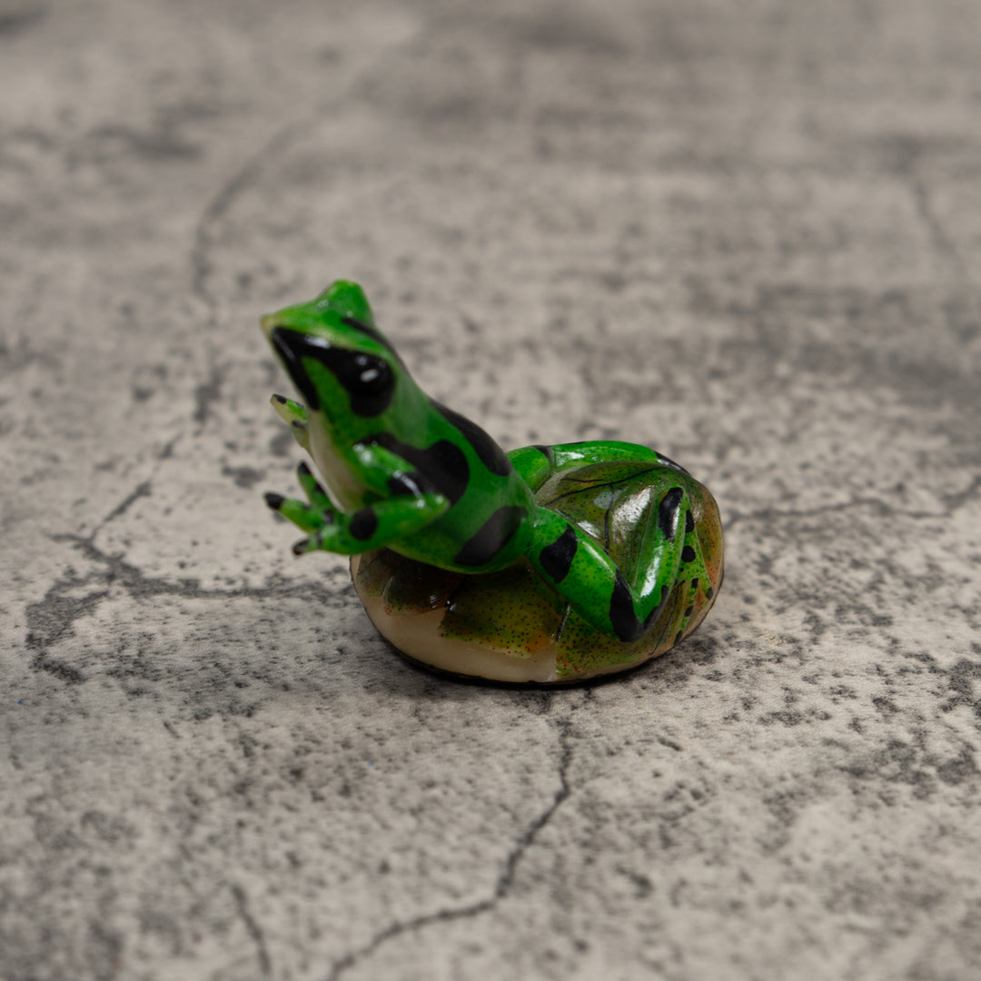 Green And Black Poison Dart Frog Tagua Carving