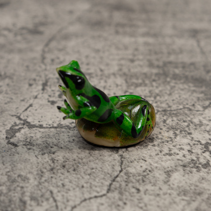 Green And Black Poison Dart Frog Tagua Carving