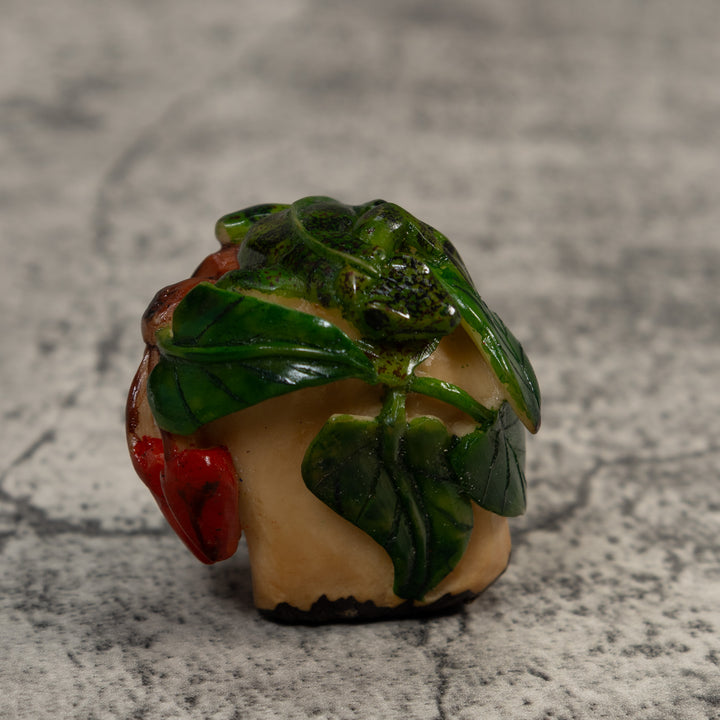 Green Brown And Black Gecko Lizard Tagua Carving