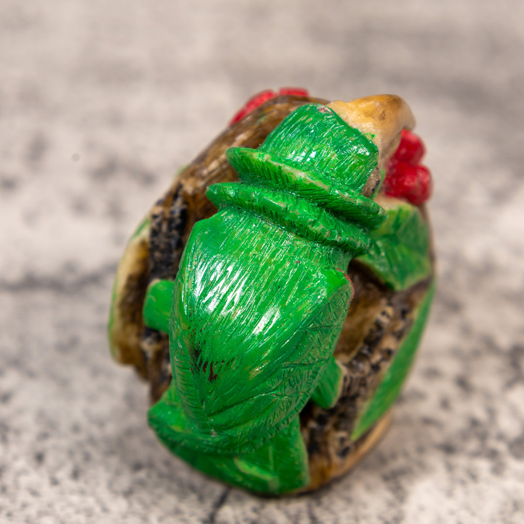 Green Parrot Bird Tagua Carving