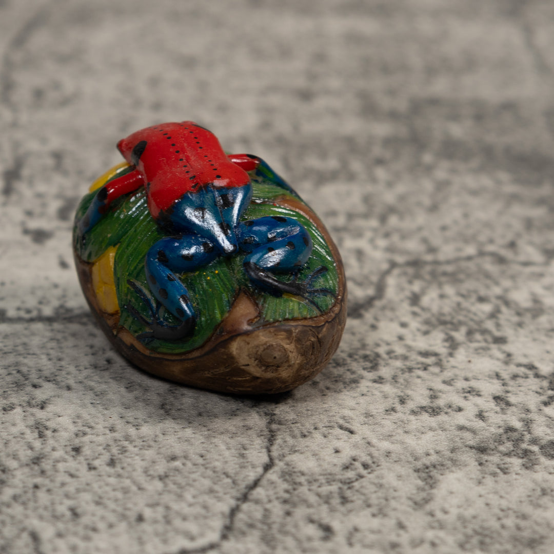 Red And Blue Poison Dart Frog Tagua Carving