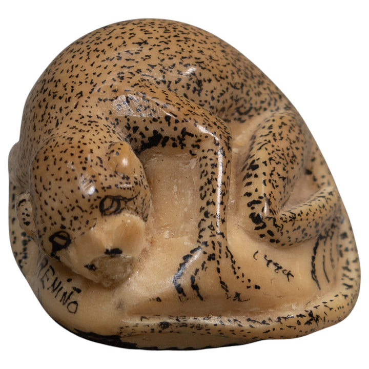 Vintage Black And White Monkey Tagua Carving