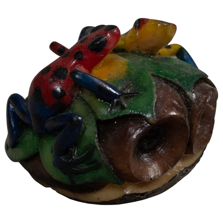 Double Blue Red And Yellow Poison Dart Frog Tagua Carving