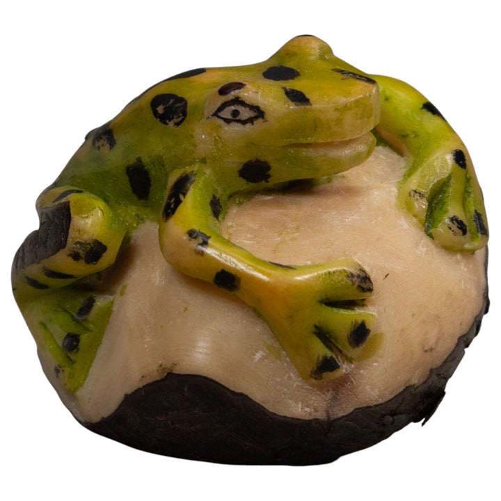 Vintage Green And Black Poison Dart Frog Tagua Carving