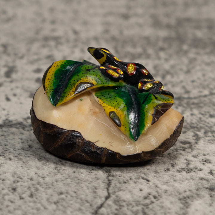 Yellow Black And Green Poison Dart Frog Tagua Carving
