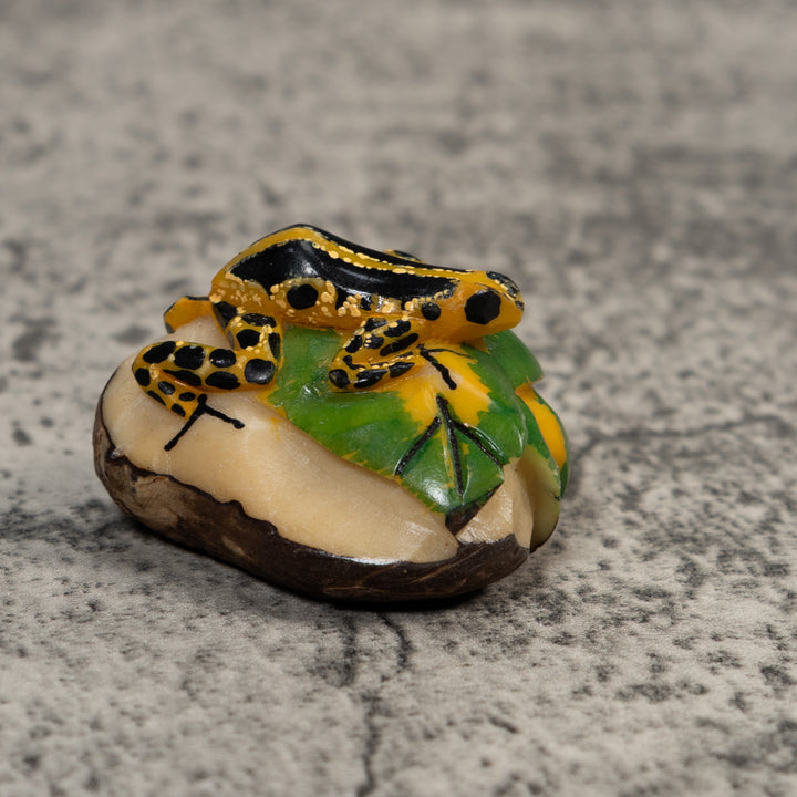 Gold And Black Poison Dart Frog Tagua Carving