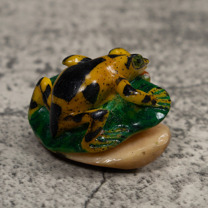 Poison Dart Frog On Leaf Tagua Carving