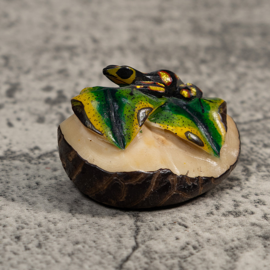 Yellow Black And Green Poison Dart Frog Tagua Carving