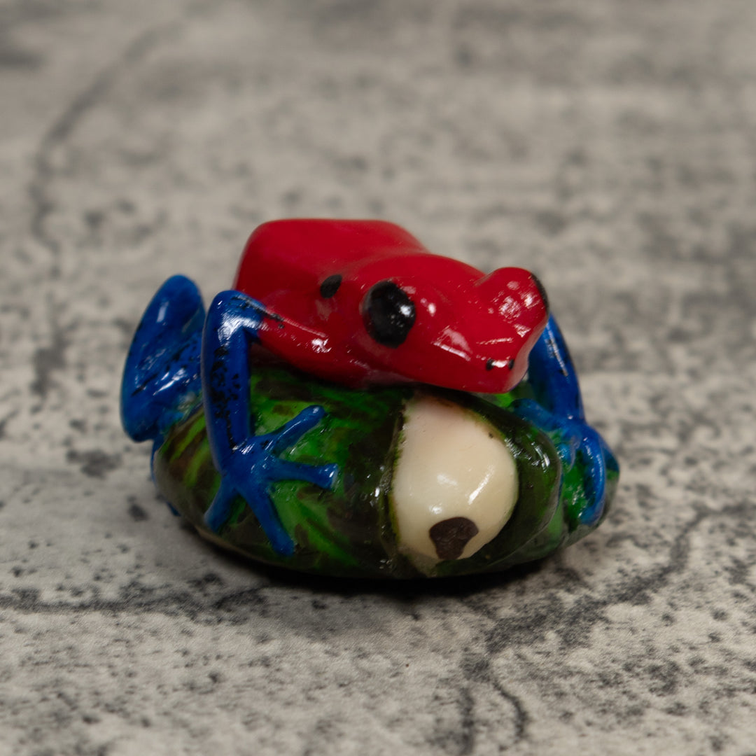 Red Blue And Green Poison Dart Frog Tagua Carving