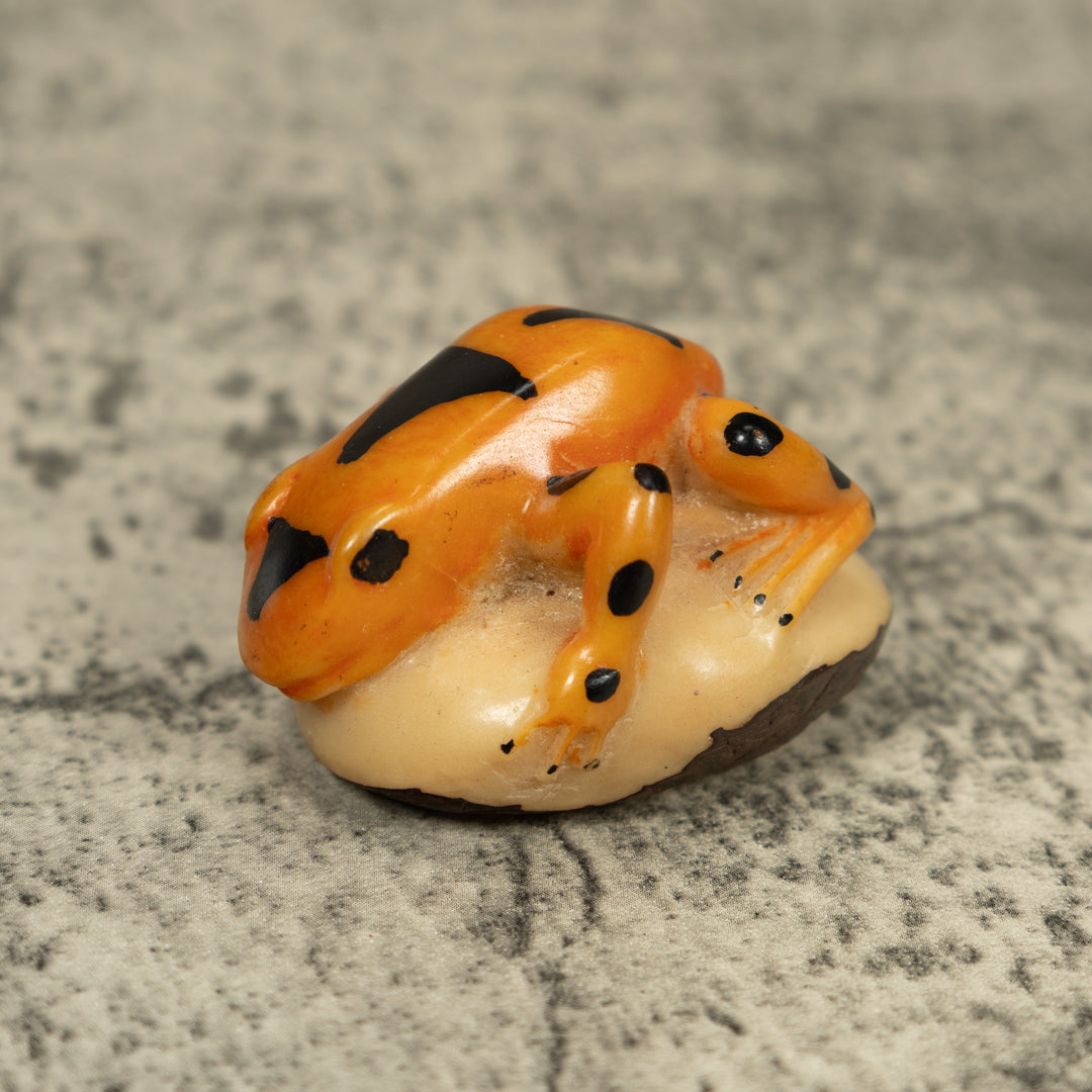 Vintage Gold And Black Poison Dart Frog Tagua Carving