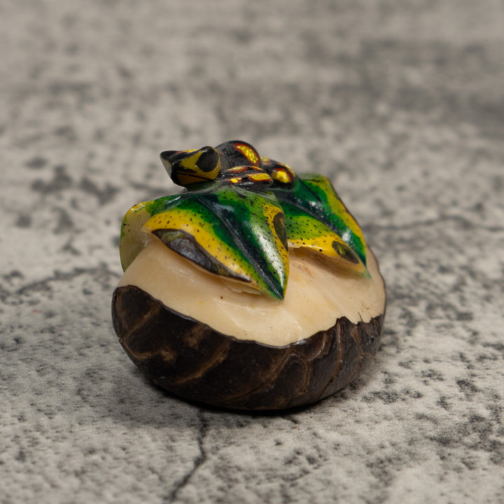 Yellow Black And Green Poison Dart Frog Tagua Carving