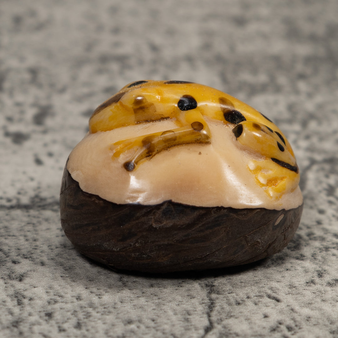 Vintage Black And Gold Frog Tagua Carving