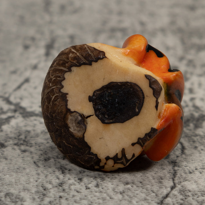 Vintage Black And Gold Frog Tagua Carving