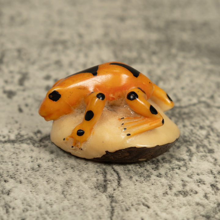 Vintage Gold And Black Poison Dart Frog Tagua Carving