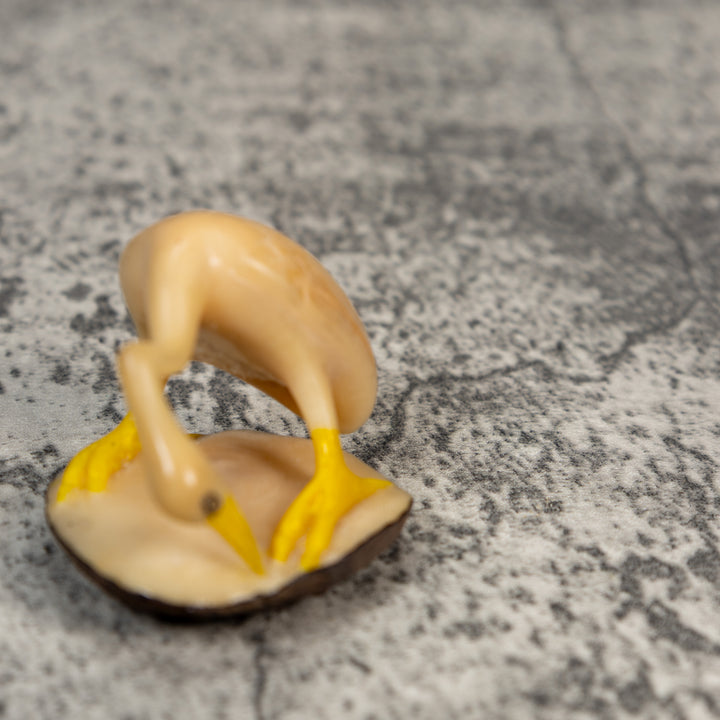 Yellow And White Waterbird Heron Tagua Carving