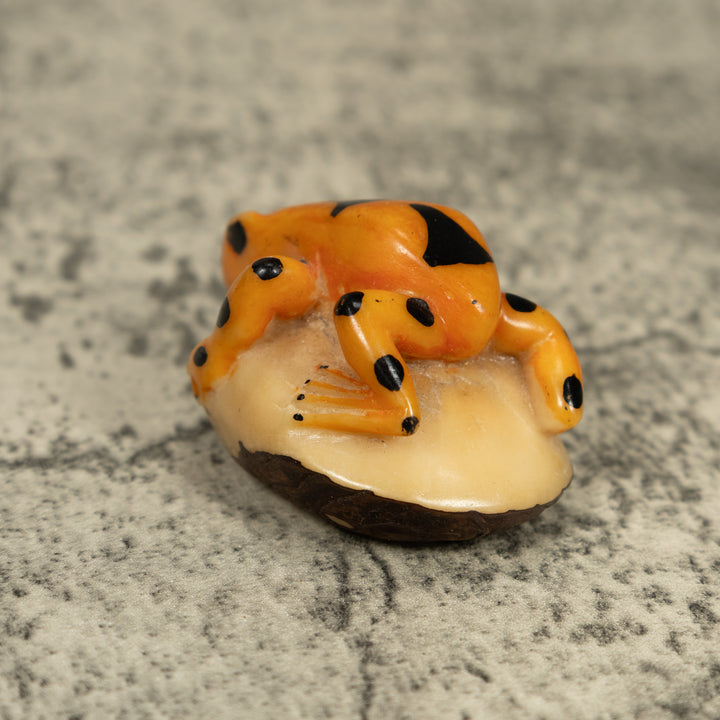 Vintage Gold And Black Poison Dart Frog Tagua Carving