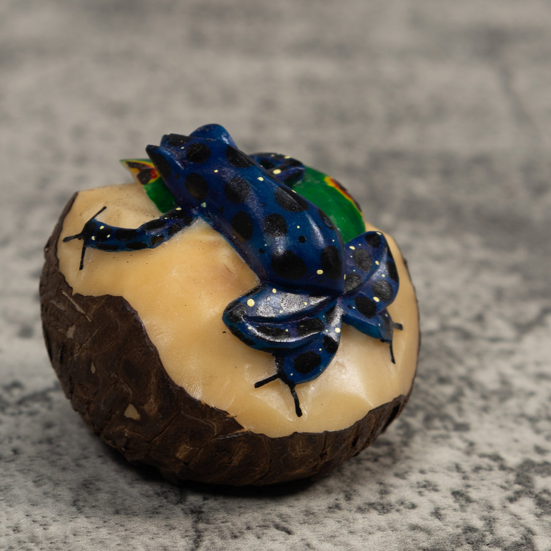 Blue And Yellow Poison Dart Frog Tagua Carving