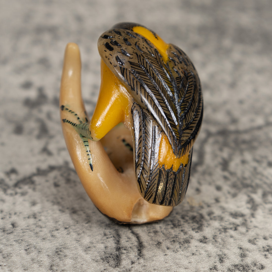 Undercut Oriole Bird Tagua Carving
