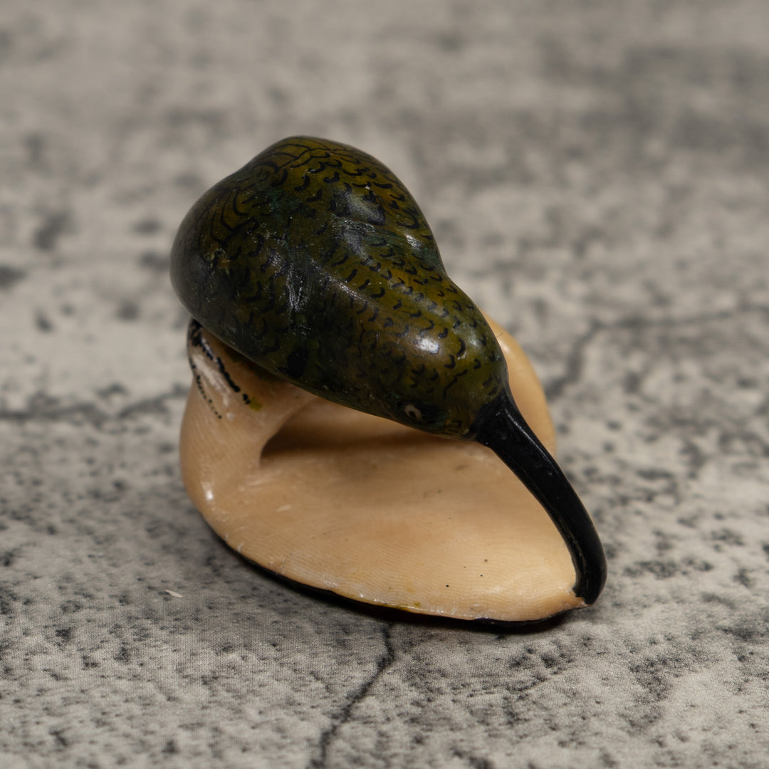 Vintage Black And Green Hummingbird Tagua Carving