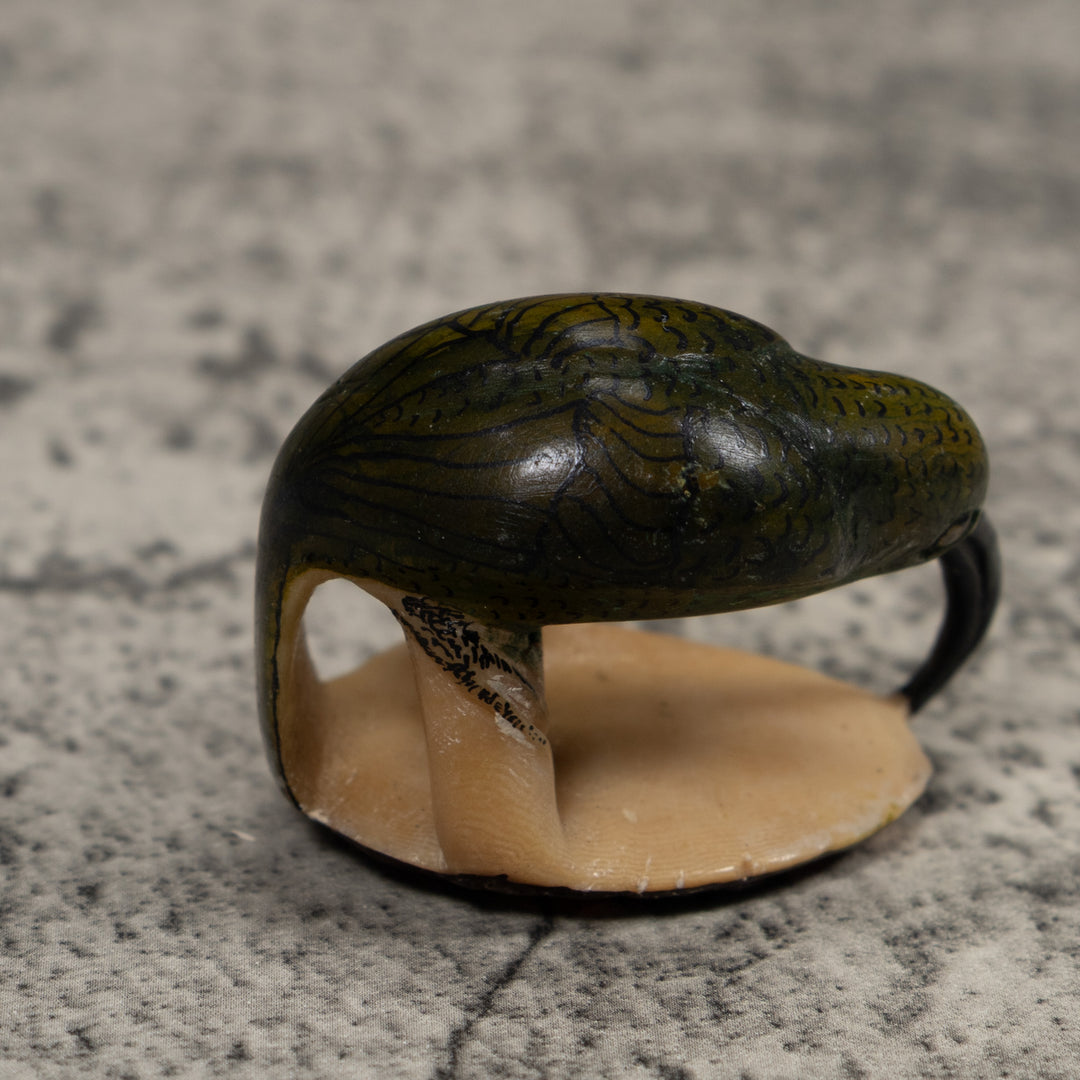 Vintage Black And Green Hummingbird Tagua Carving