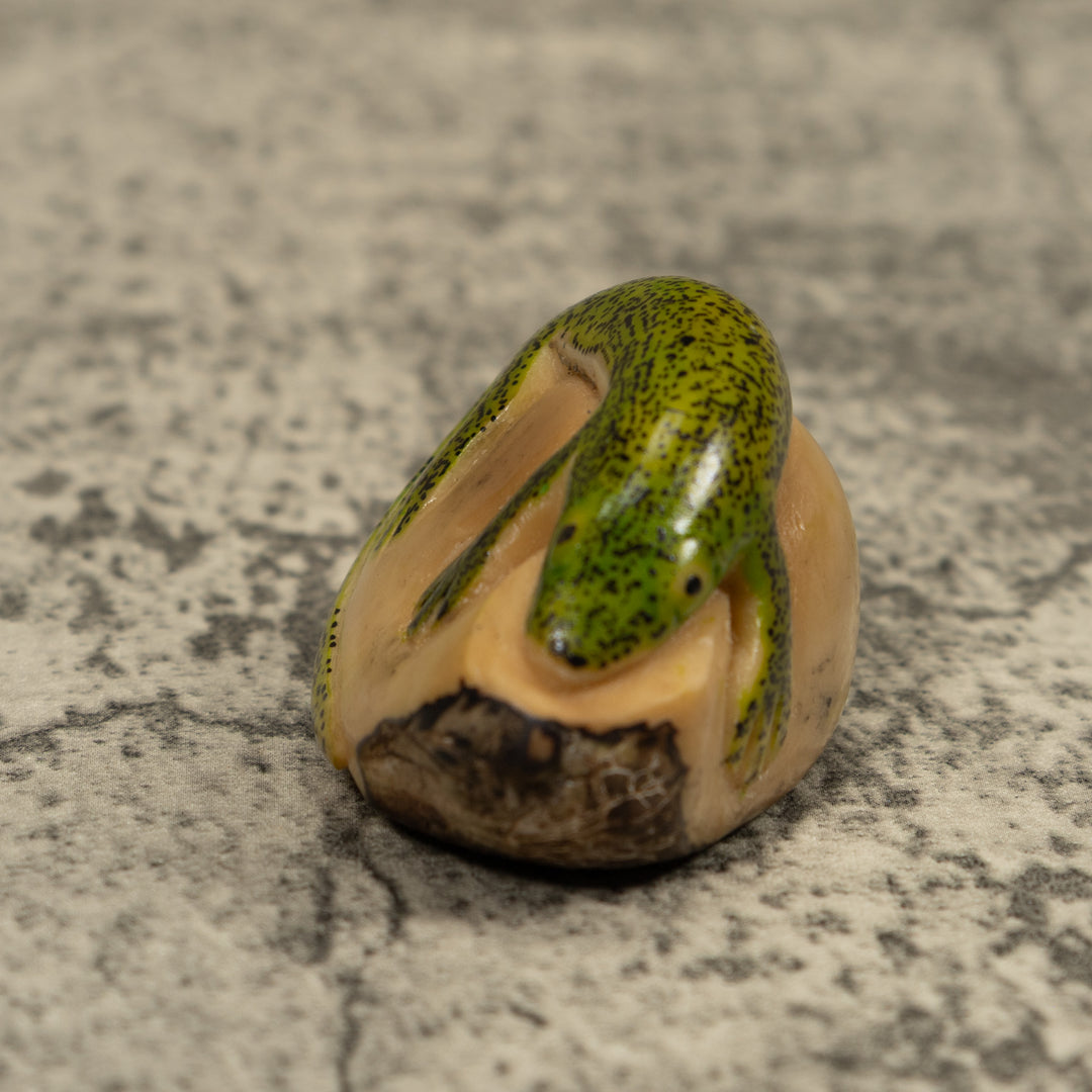 Green Gecko Lizard Tagua Carving