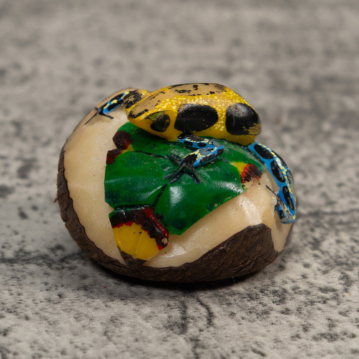 Blue Gold And Green Poison Dart Frog Tagua Carving
