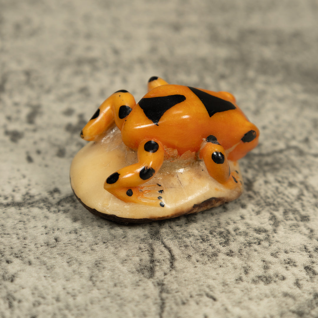Vintage Gold And Black Poison Dart Frog Tagua Carving