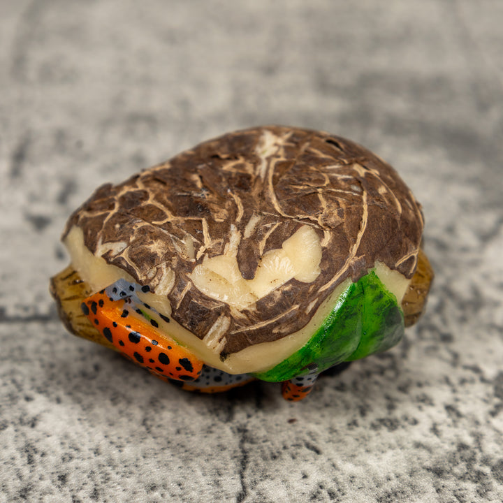Black And Orange Poison Dart Frog Tagua Carving