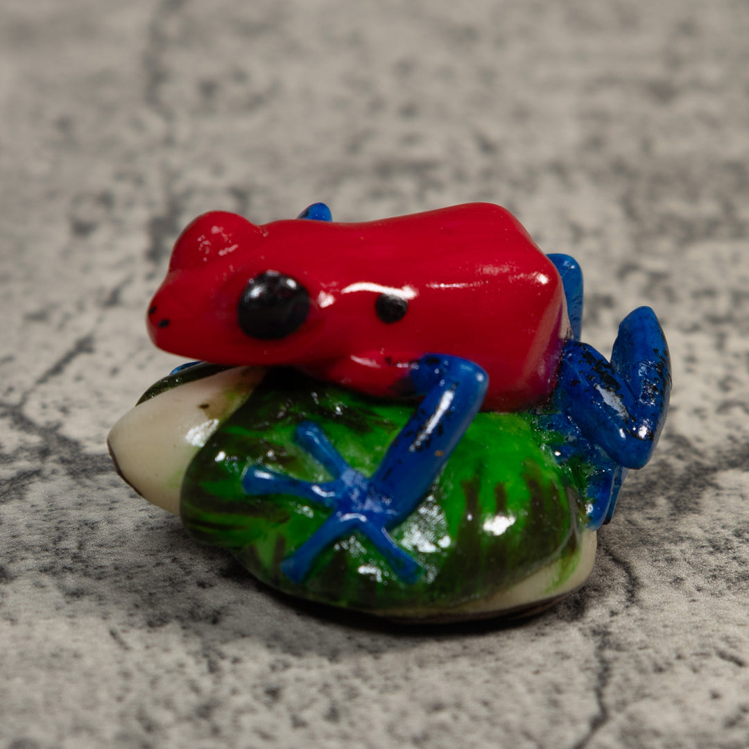 Red Blue And Green Poison Dart Frog Tagua Carving