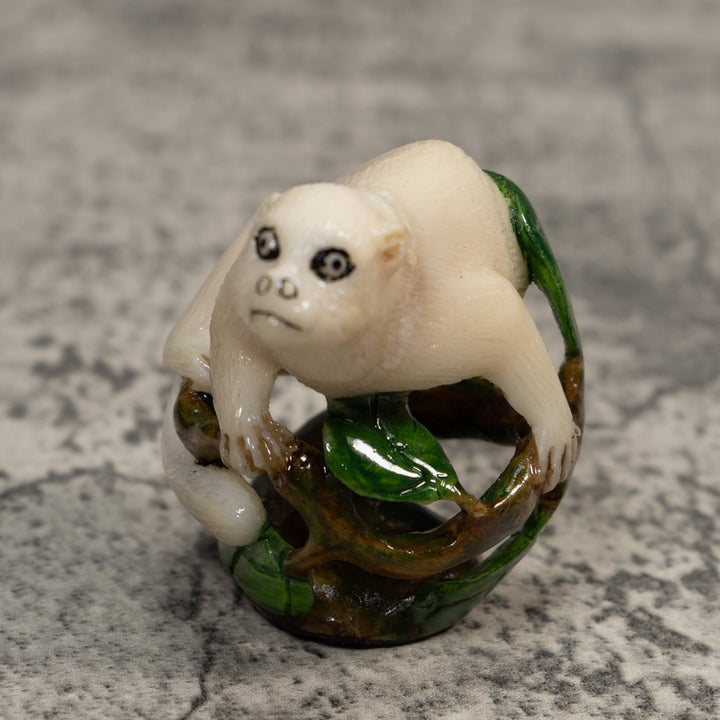 White Natural Monkey Tagua Carving