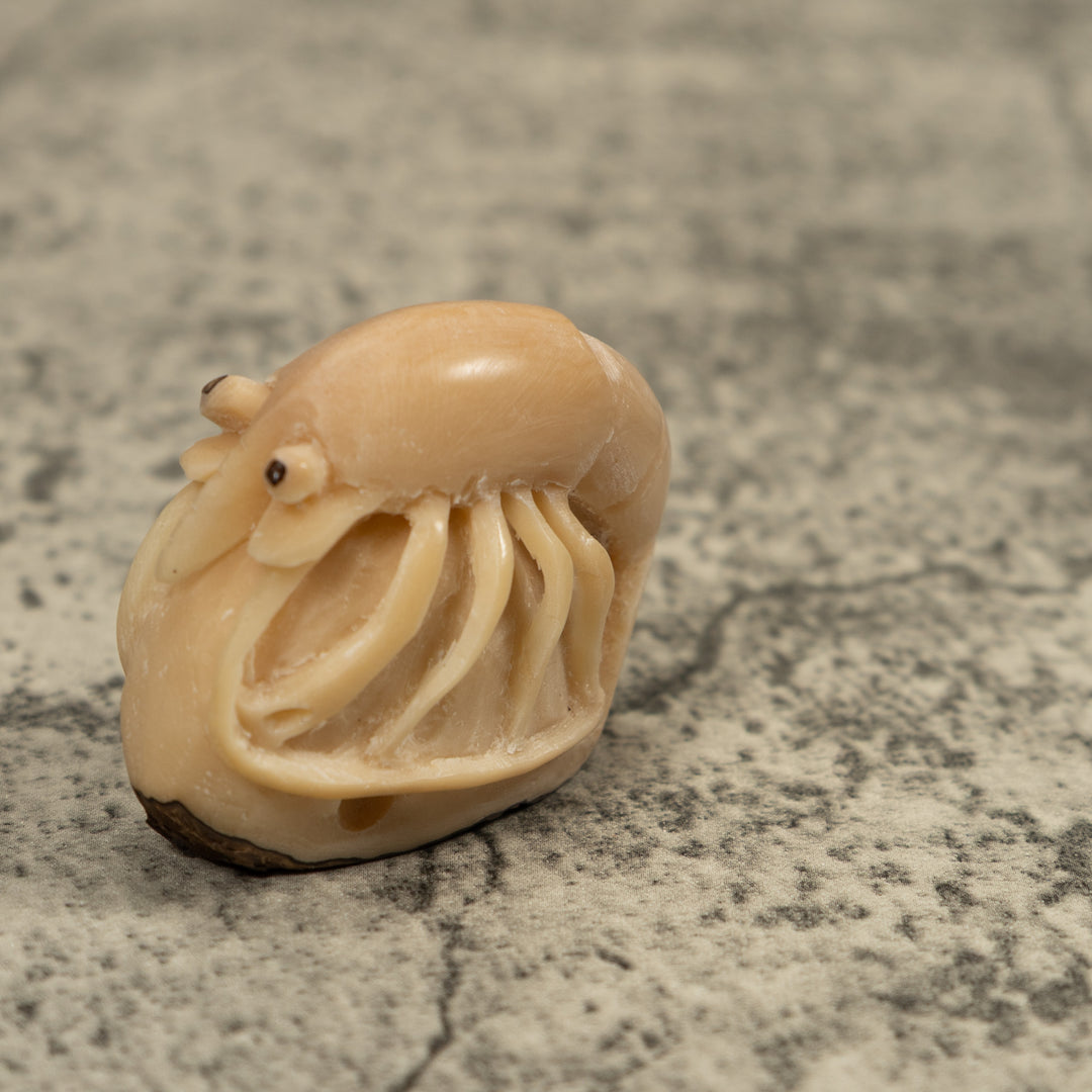 Vintage White Shrimp Tagua Carving