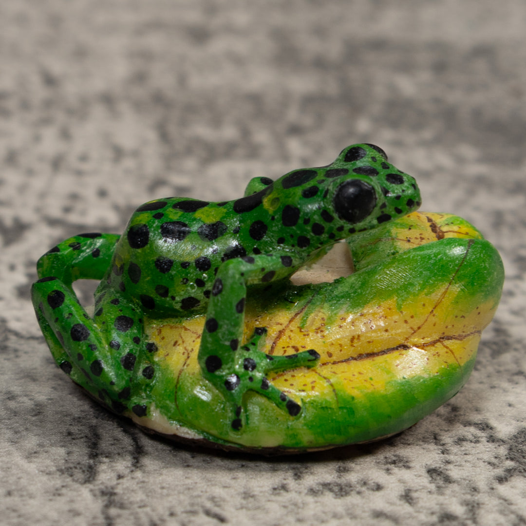 Green And Black Poison Dart Frog Tagua Carving