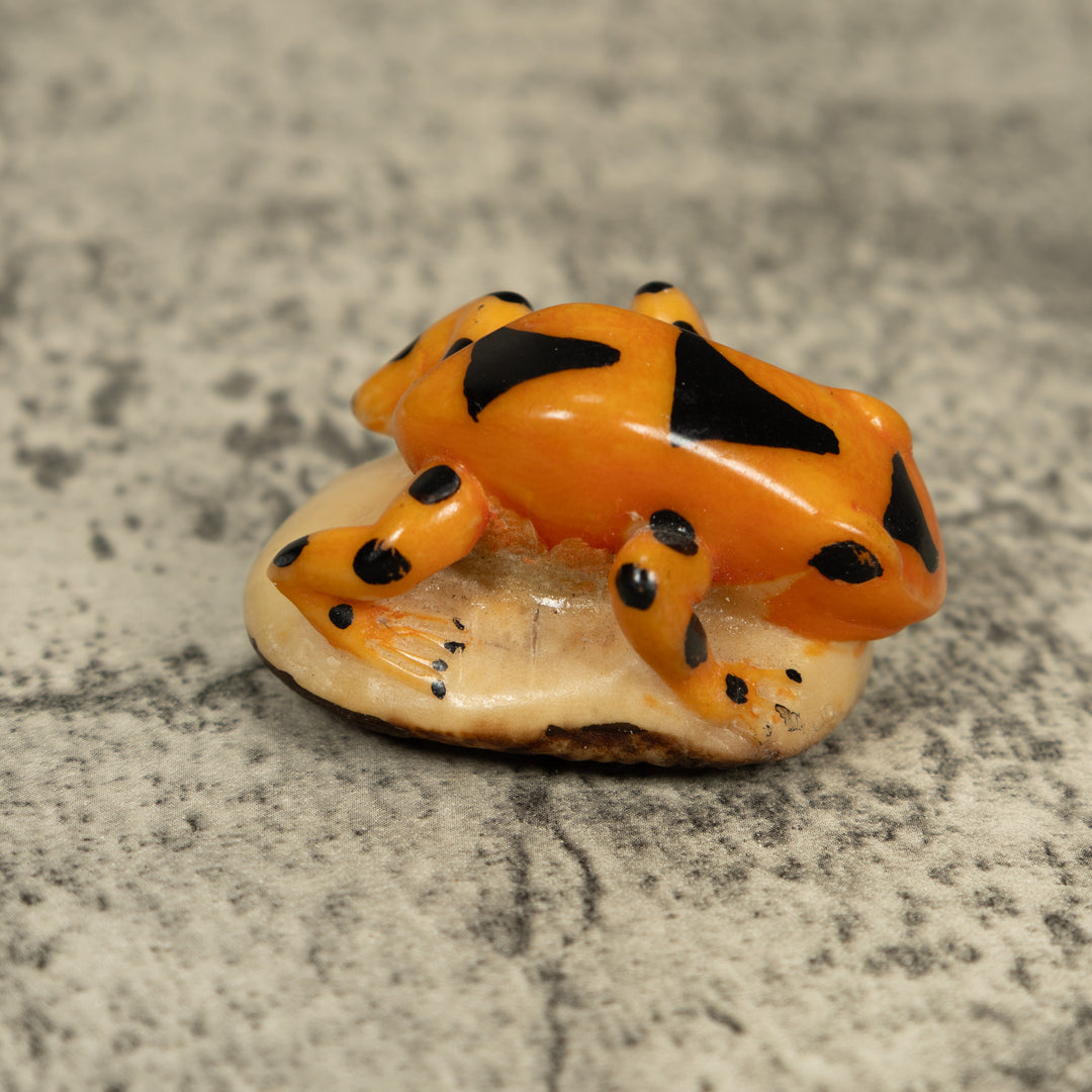 Vintage Gold And Black Poison Dart Frog Tagua Carving