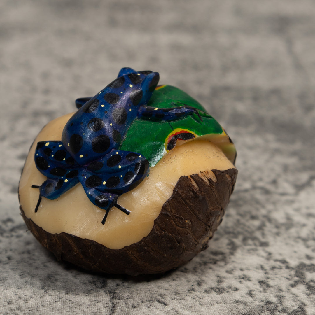 Blue And Yellow Poison Dart Frog Tagua Carving
