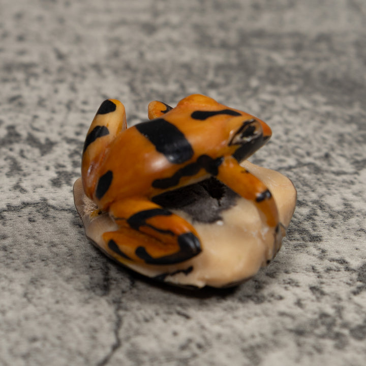 Vintage Black And Gold  Poison Dart Frog Tagua Carving
