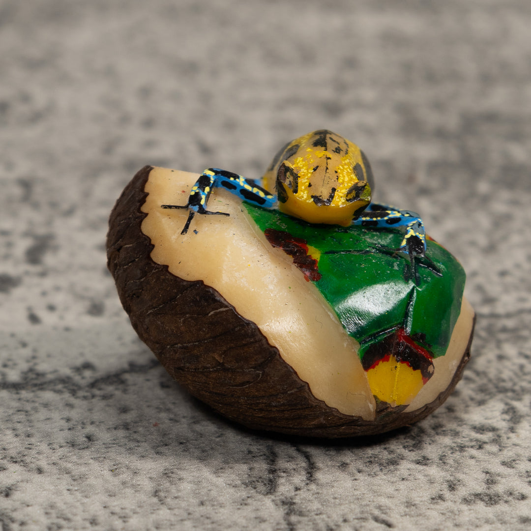 Blue Gold And Green Poison Dart Frog Tagua Carving