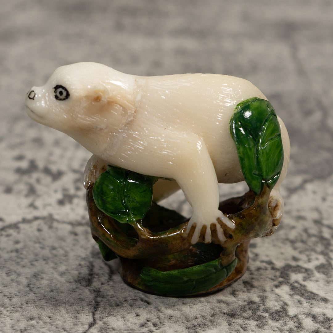 White Natural Monkey Tagua Carving