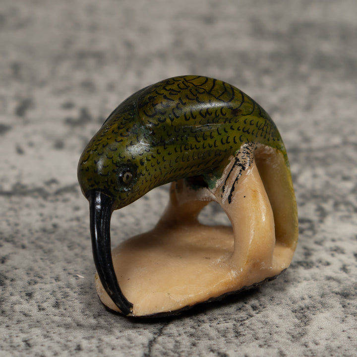 Vintage Black And Green Hummingbird Tagua Carving