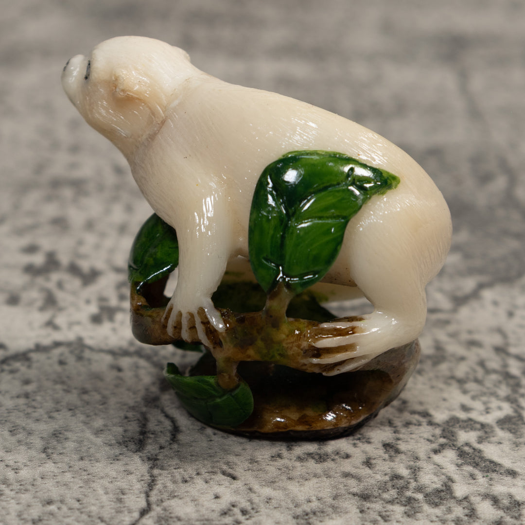 White Natural Monkey Tagua Carving