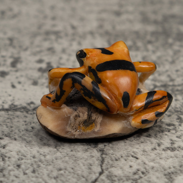 Vintage Black And Gold  Poison Dart Frog Tagua Carving