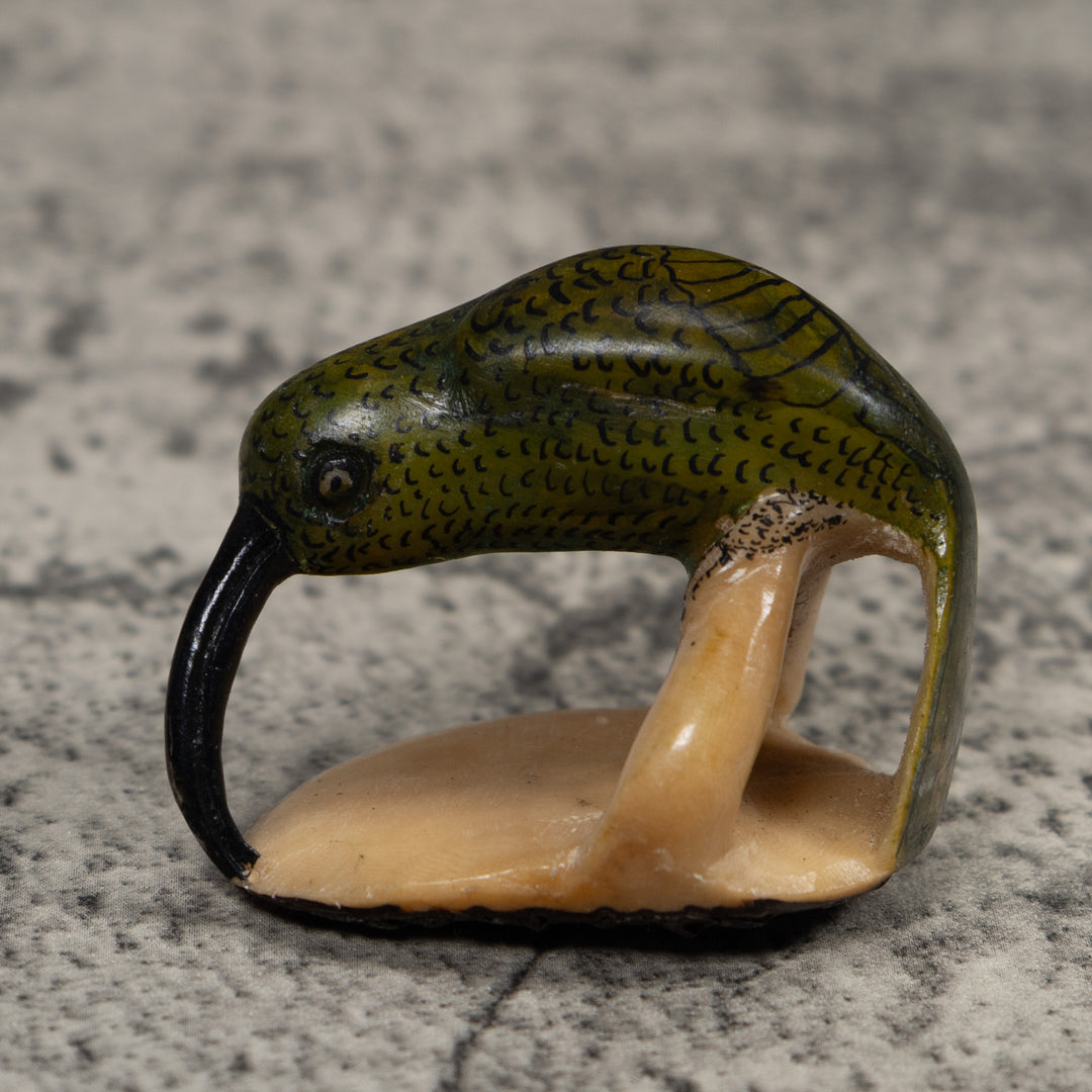 Vintage Black And Green Hummingbird Tagua Carving