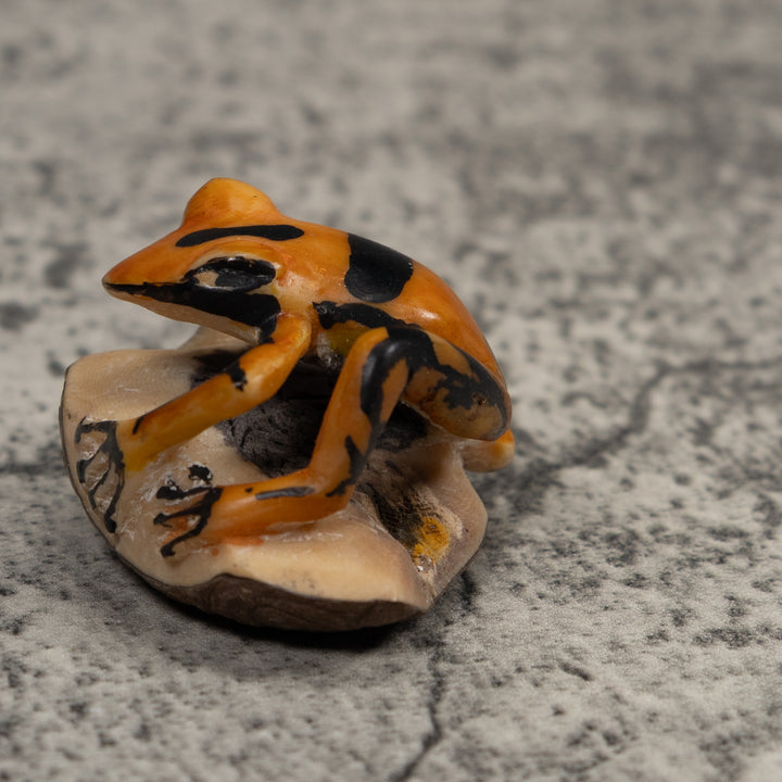 Vintage Black And Gold  Poison Dart Frog Tagua Carving