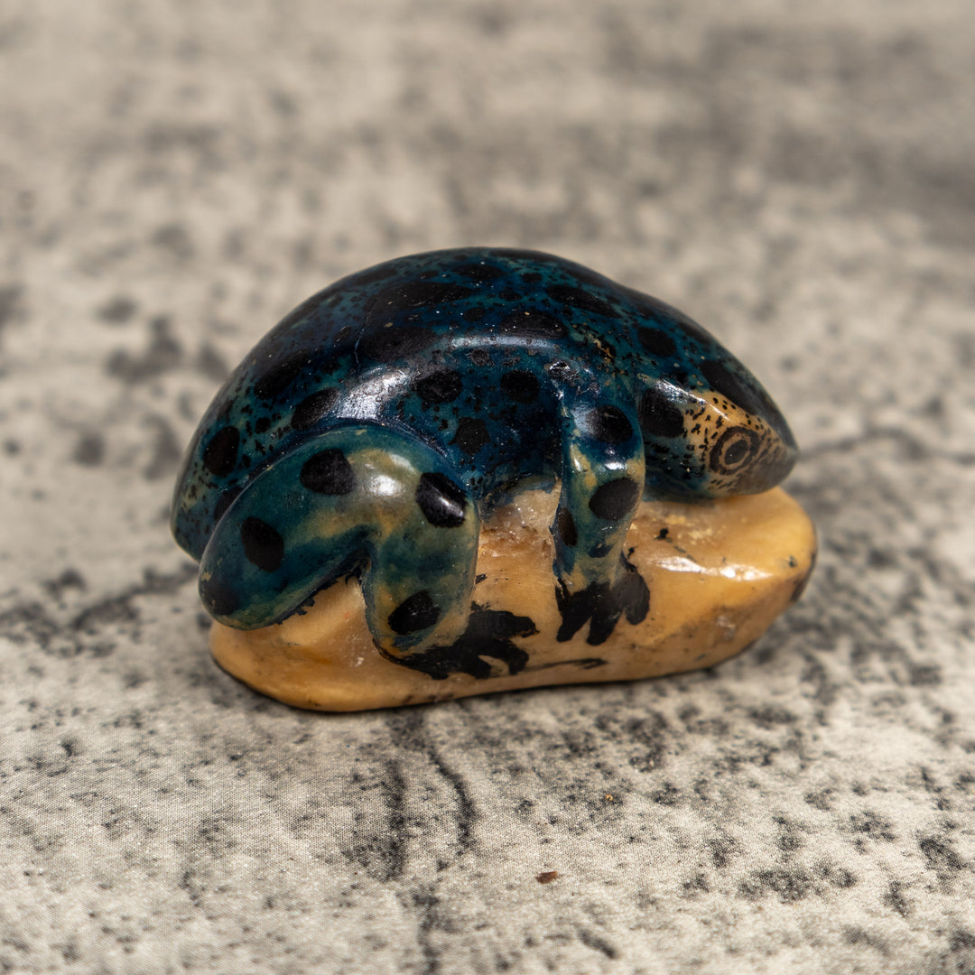 Vintage Blue Poison Dart Frog Tagua Carving