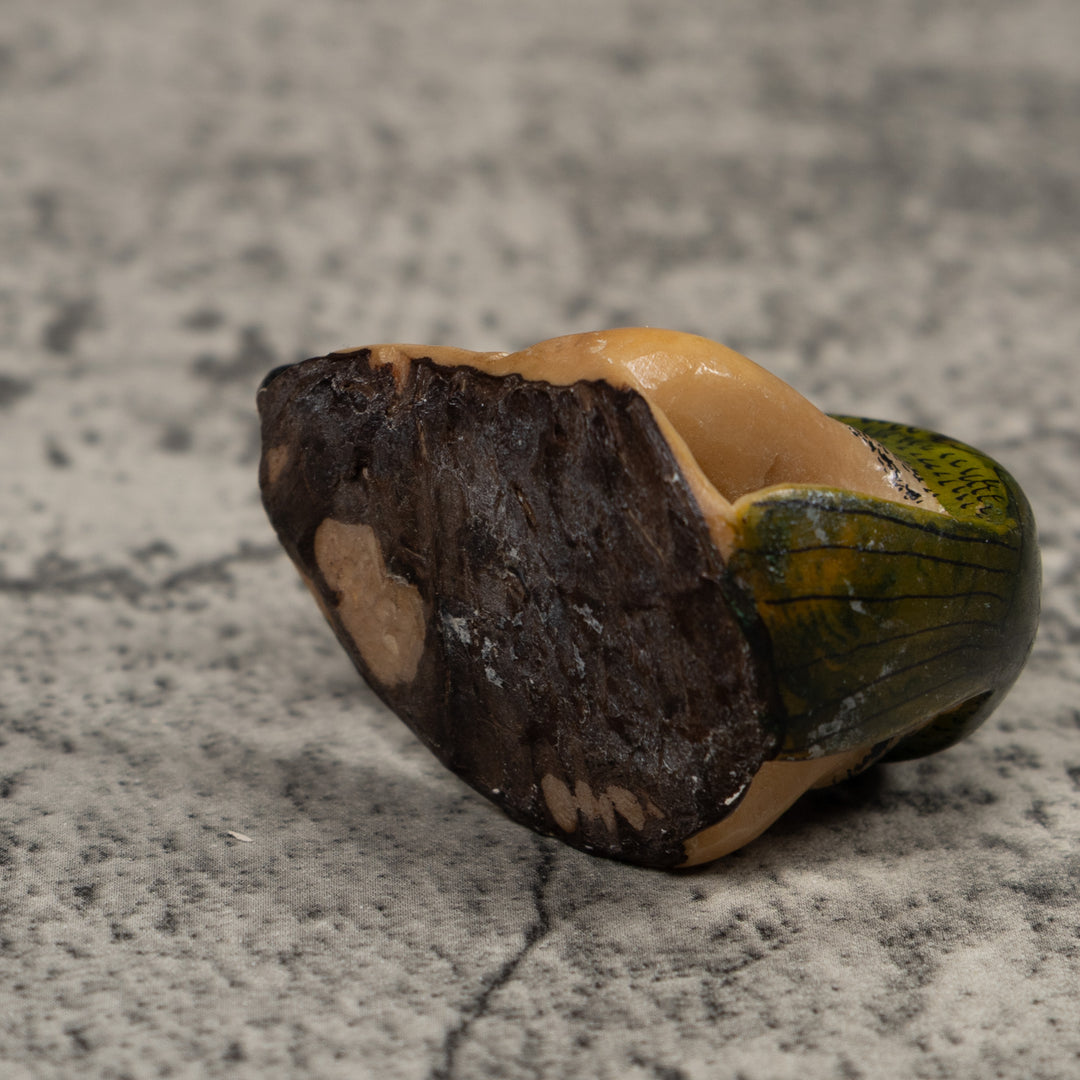 Vintage Black And Green Hummingbird Tagua Carving